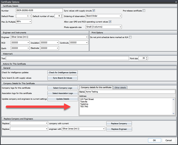 "Pirform's certificate options showing new company "