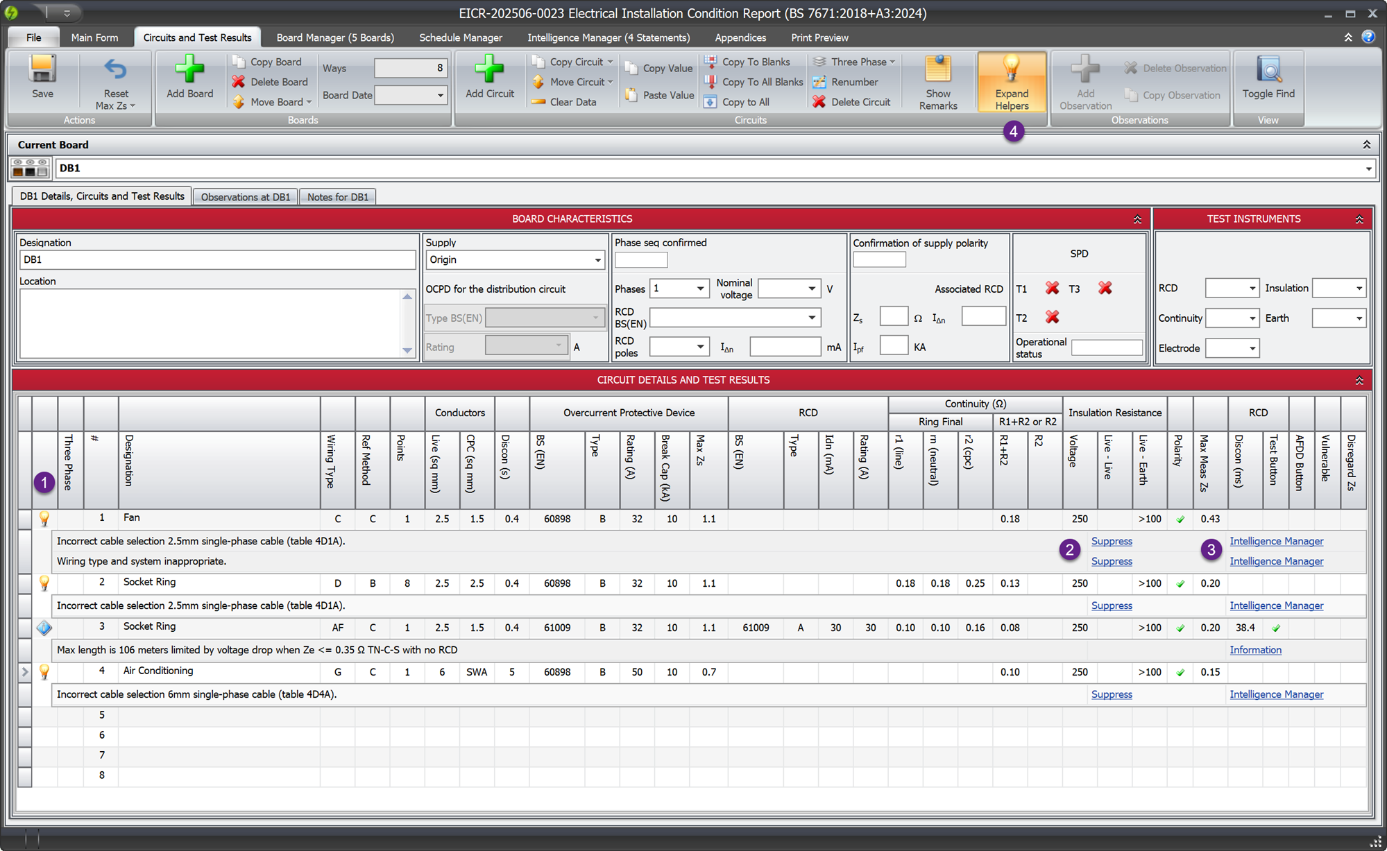 Screenshot of the Circuit Helper in Pirform
