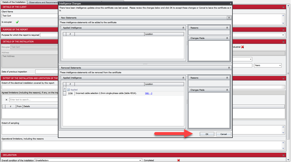 An image showing the inteligence update dialog